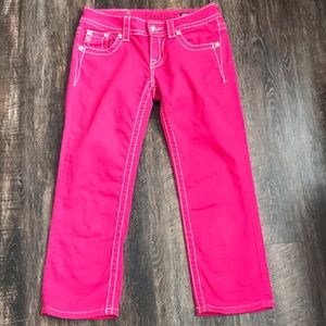 Cute Bling MISS ME Capri Pink Denim Jeans! Sz 25